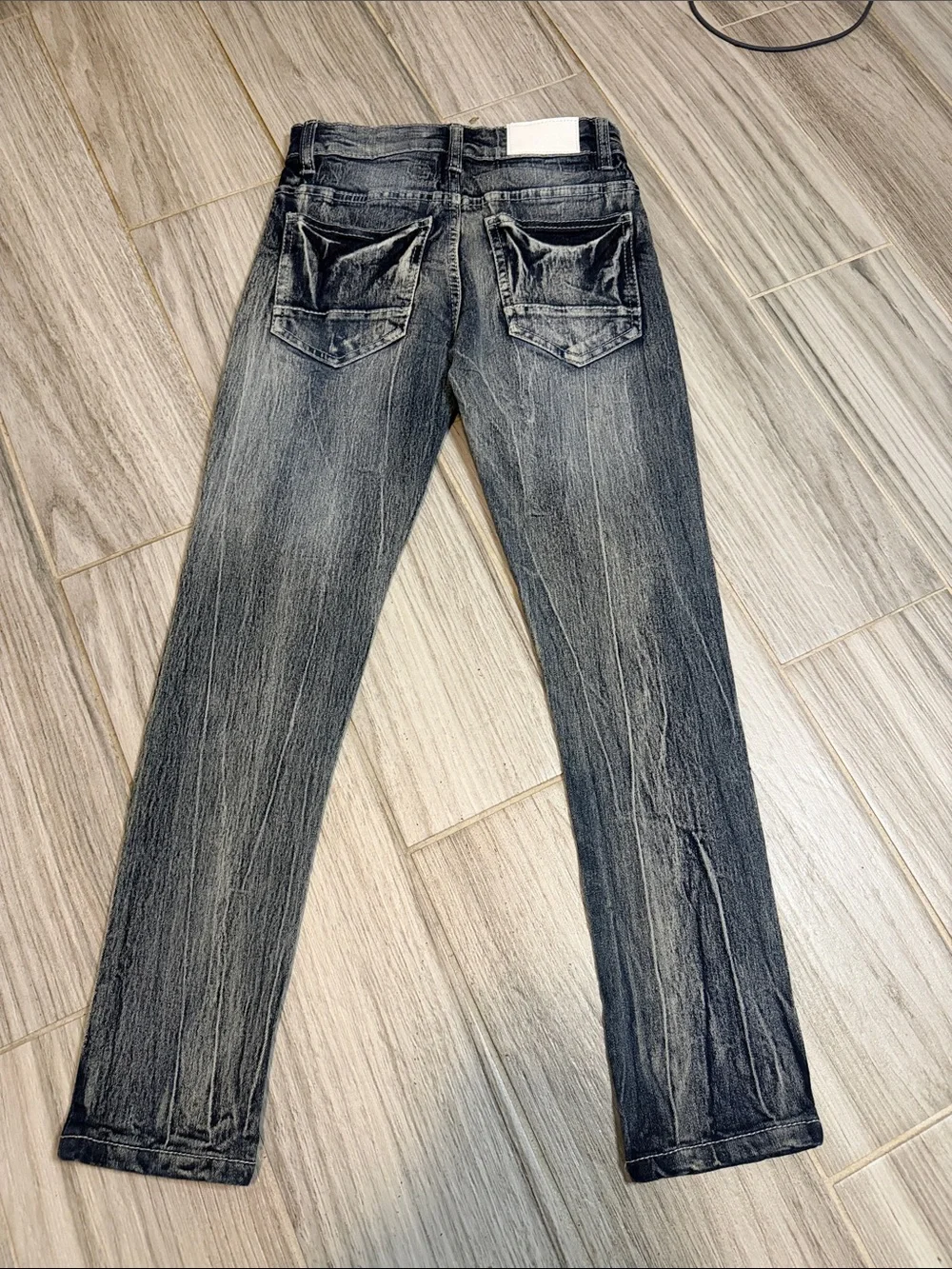 Kids Black Washed Slim Fit Jeans